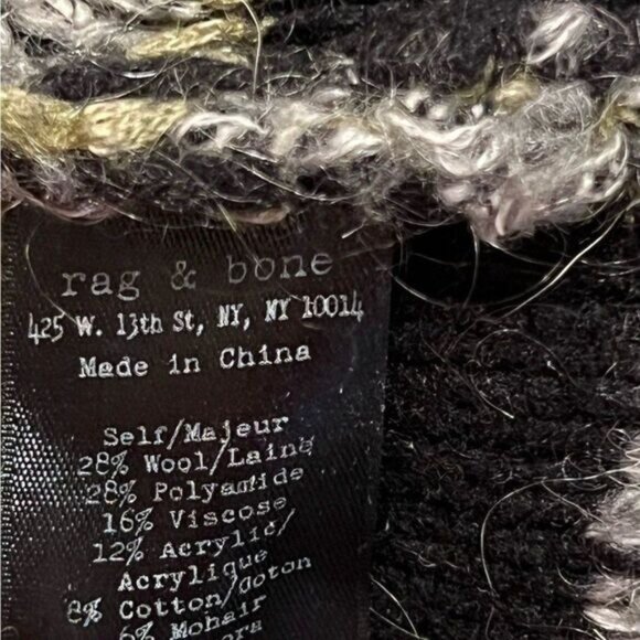 Rag & Bone Womens Striped Knit Cardigan Sweater Black/Green/Gray Wool Blend Size - Picture 6 of 9